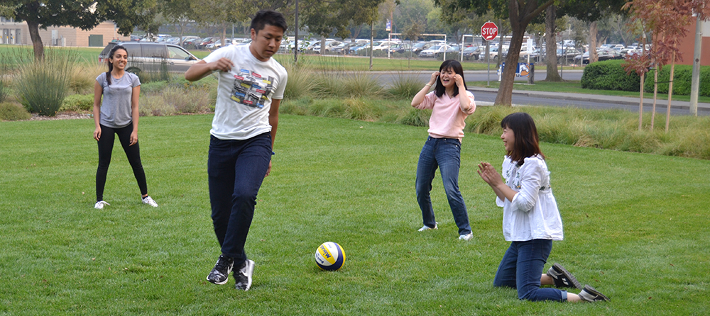 students playing soccer