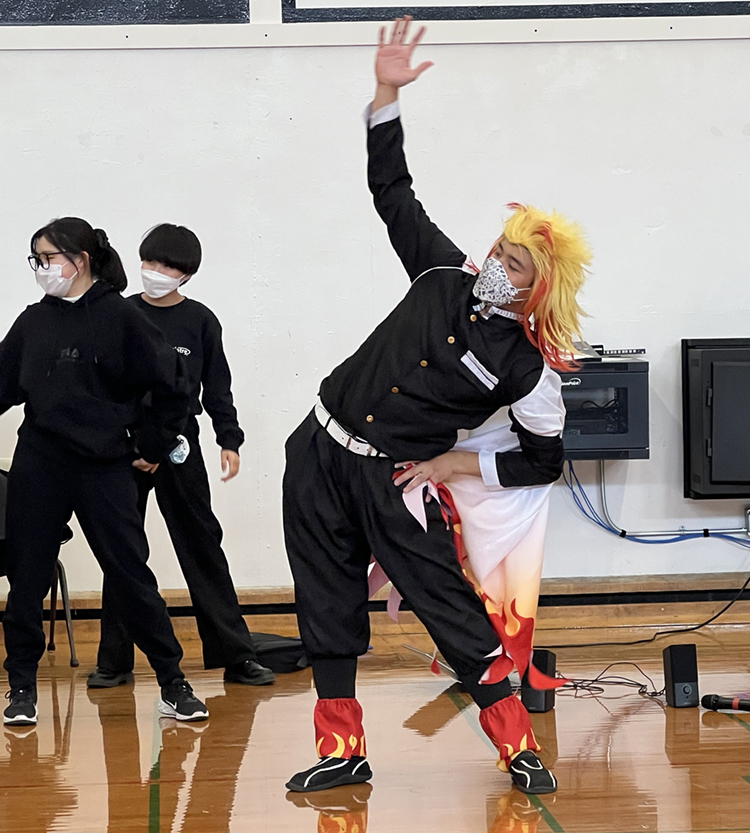 student performs a common Japanese exercise