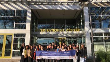 Group photo in front of the international center