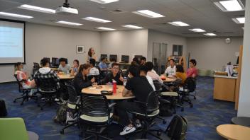 Students during a Conversation Club activity