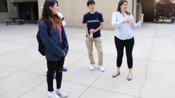 Students touring a college