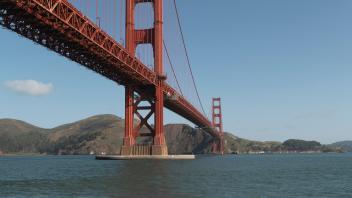 The view of the Golden Gate Bridge from Fort Point in San Francisco