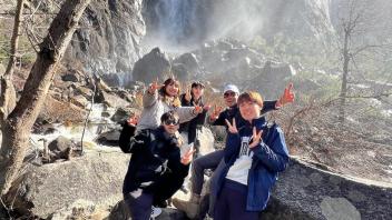 International Programs student Carlos Maya Ortega and friends visit Yosemite