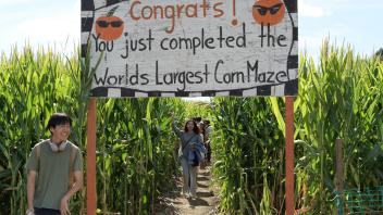 UC Davis GSP students exit the corn maze