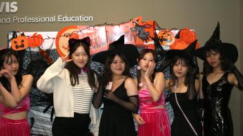 UC Davis International students pose in their Halloween costumes