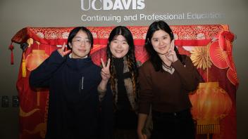 Three GSP students pose during the Lunar New Year celebration