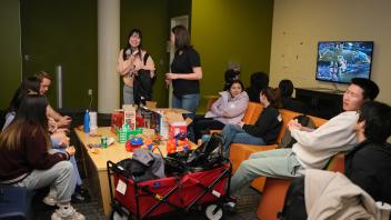 international students hang out at the Games Area of the Memorial Union