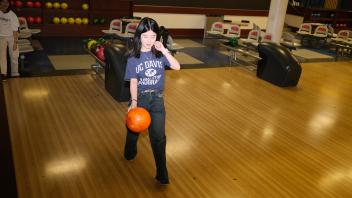 a GSP student gets ready to bowl