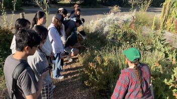 UC Davis international students at the UC Davis student farm