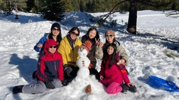 Minkyoung Kim and her host family in the snow