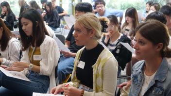 Global Study Program students listen during orientation in the UC Davis International Center