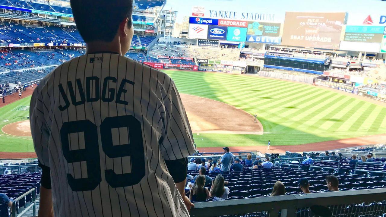 International English Program student Sou Koguma attending a baseball game