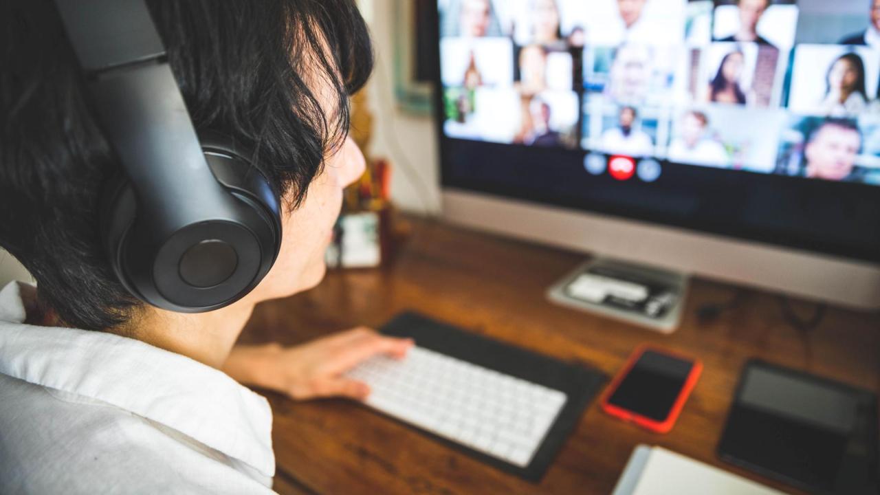 Student viewing Zoom meeting