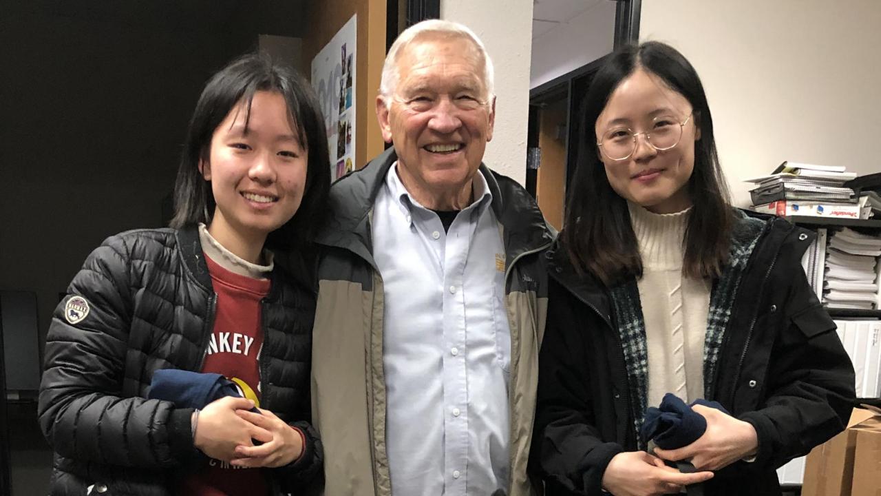 Bennie Osburn with students