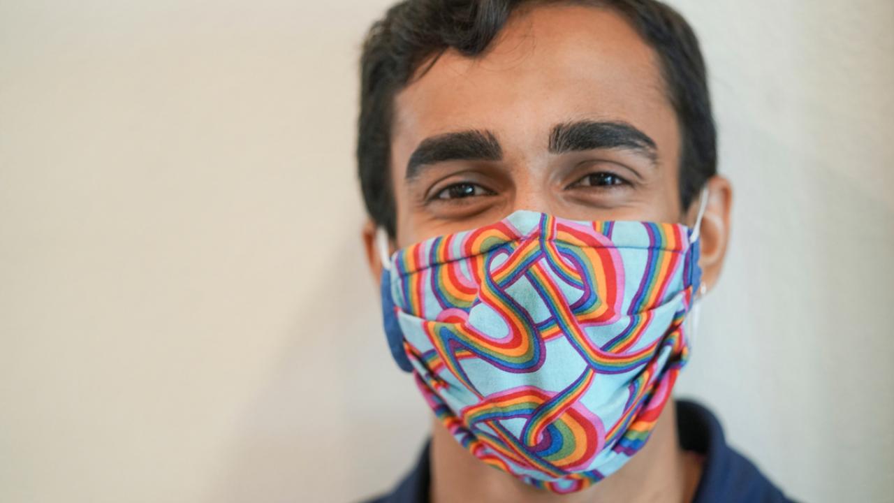 portrait of college student with mask