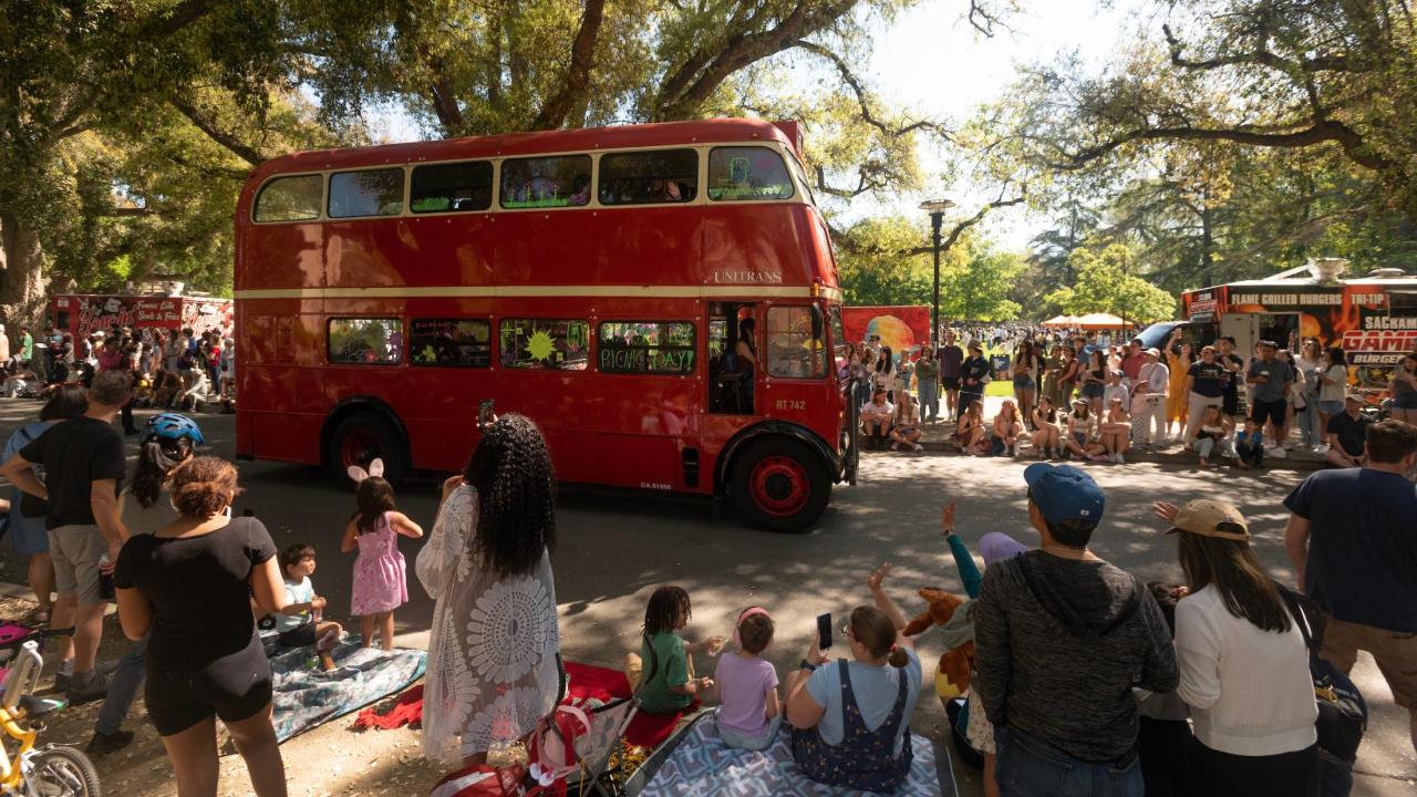 Scenes from the Parade.  Double Decker bus.