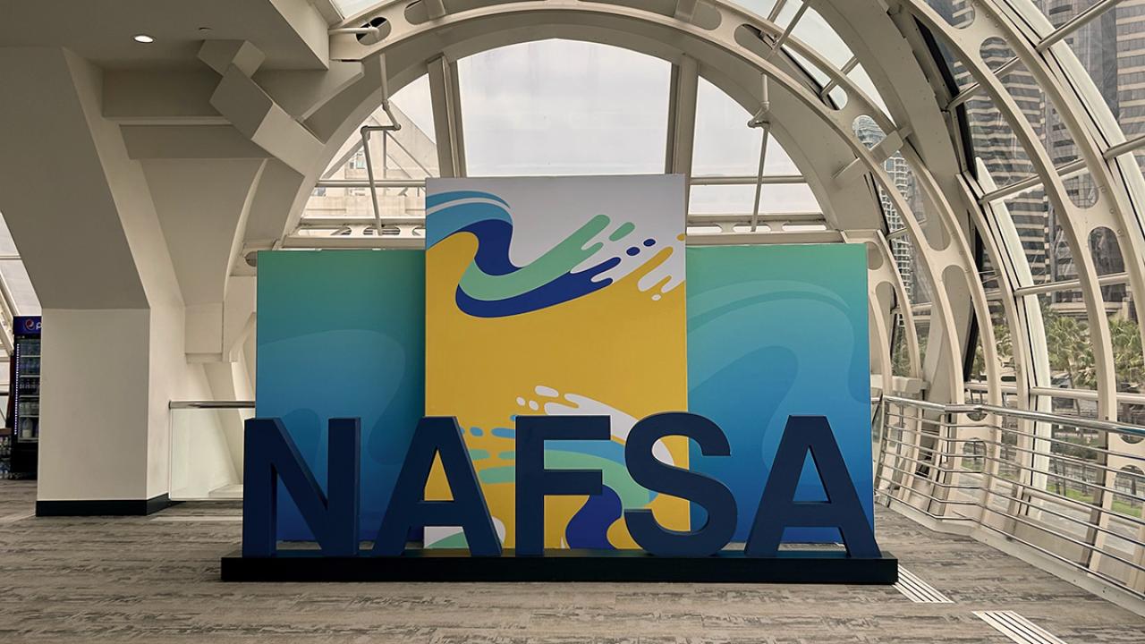 image of the NAFSA 2025 sign at the San Diego Convention Center