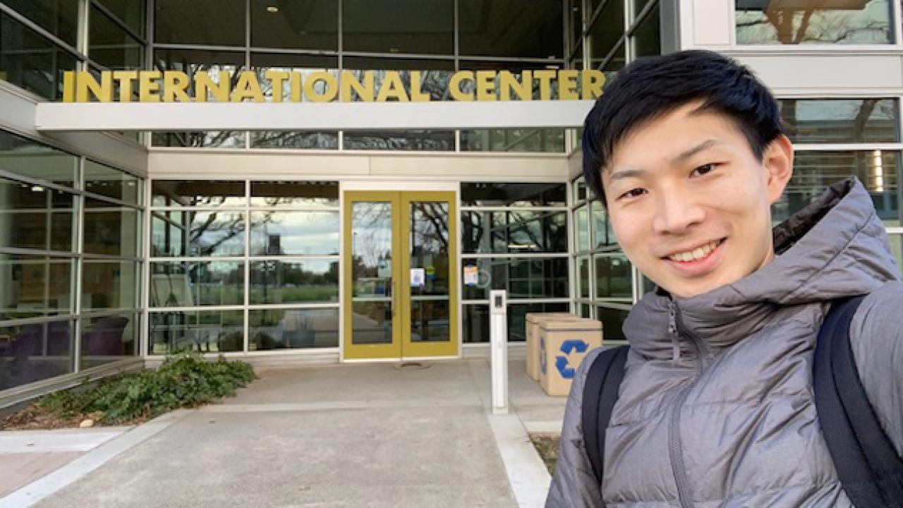 Ryotaro Okada outside the UC Davis International Center