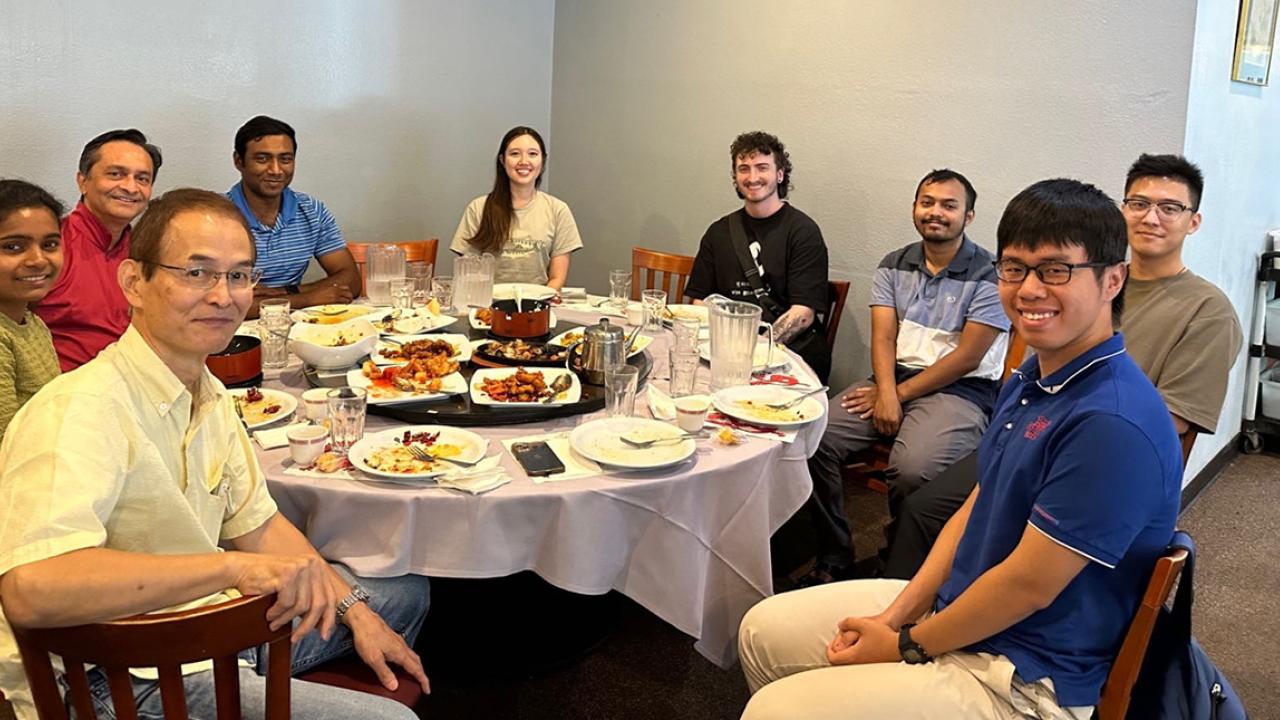 UC Davis GREAT research student joins his lab for lunch in restaurant