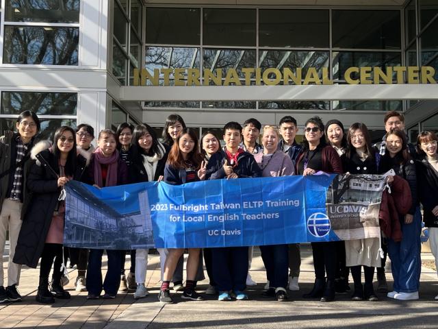 Taiwan Fulbright teachers pose outside UC Davis International Center for a weeklong training program