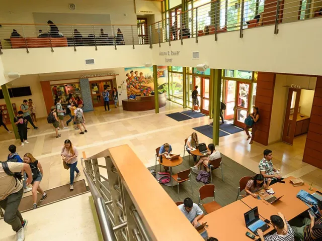 students study in student community center 