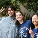 Three UC Davis Global Study Program students pose at the welcome BBQ