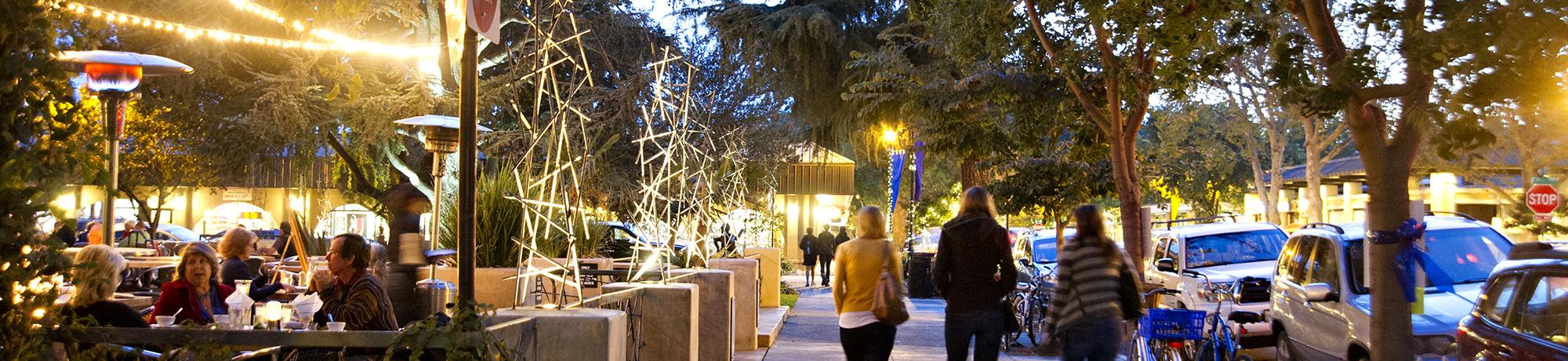 downtown Davis at night