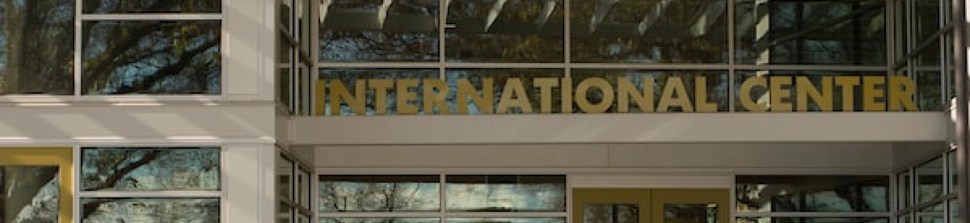 Students in front of the international center