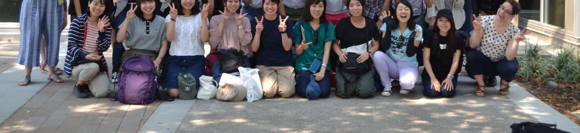 Group photo in front of the international center