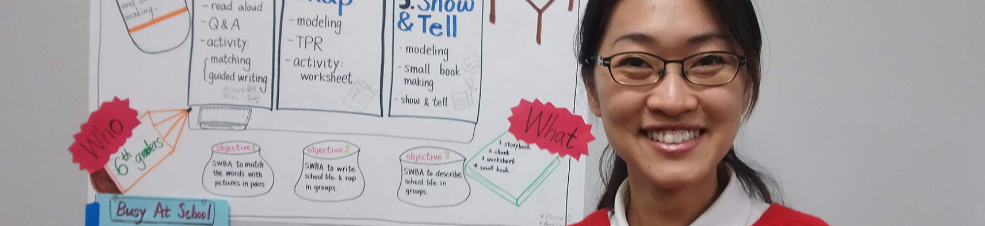 Student sharing her poster