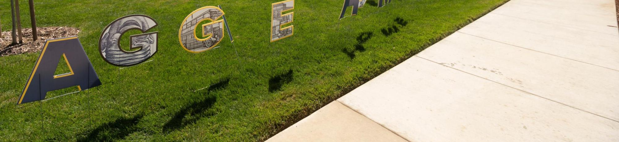 Aggie sign outside dorms