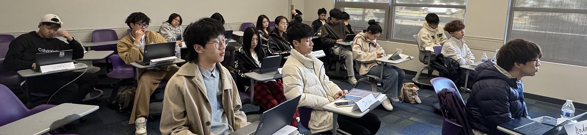 group of UC Davis international high school students sitting in the classroom