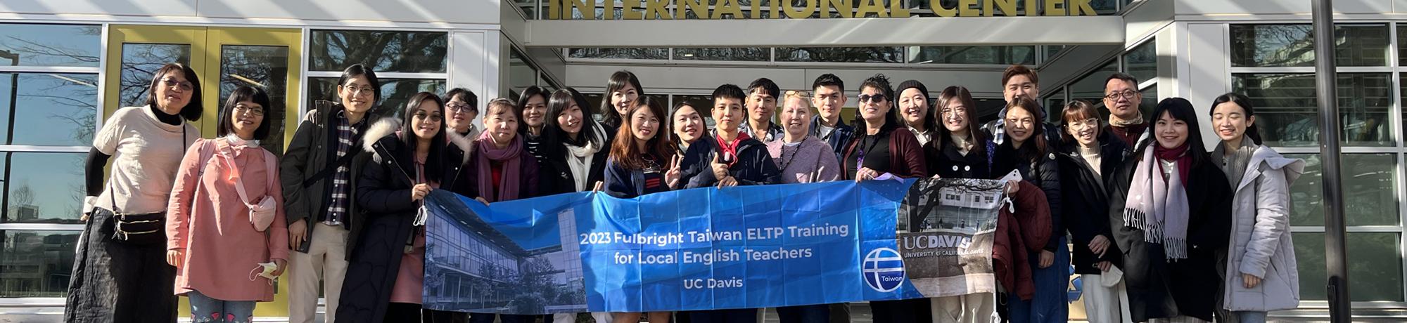 Taiwan Fulbright teachers pose outside UC Davis International Center for a weeklong training program